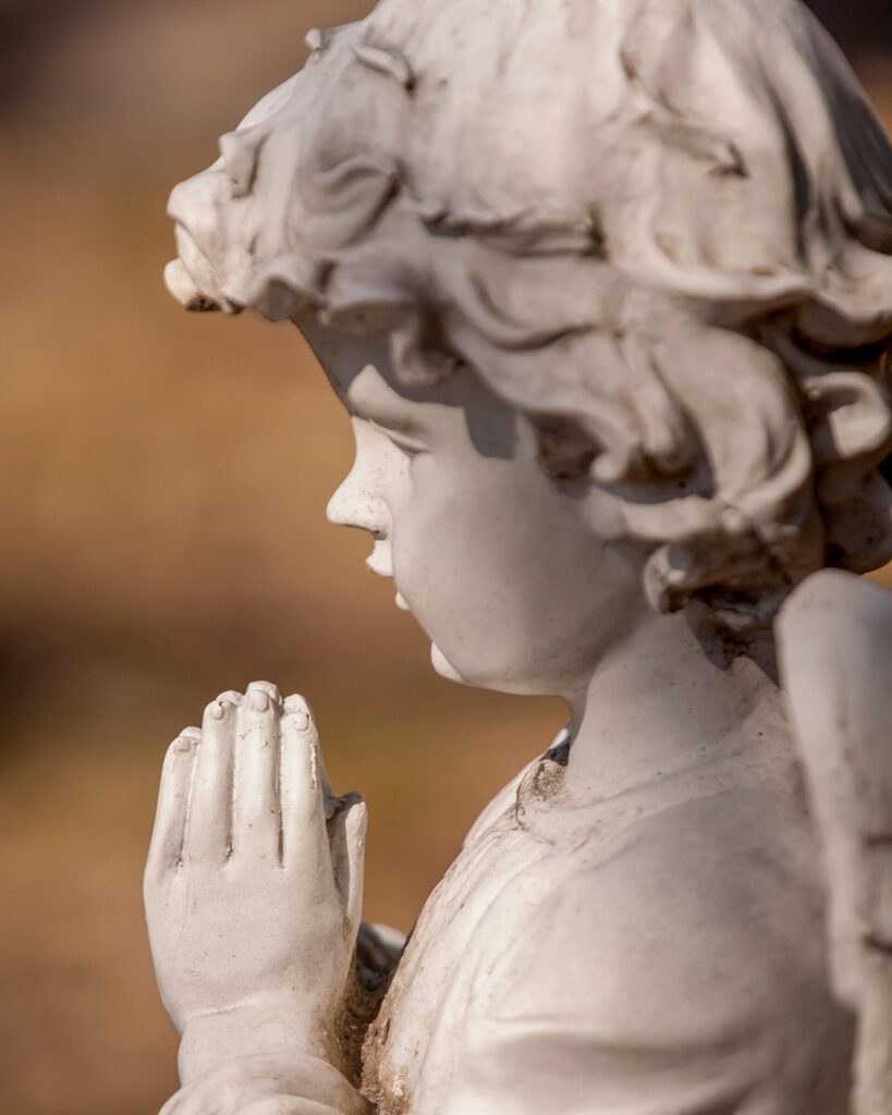 angel, sculpture, pray, statue, religion, figure